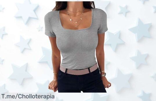 Tshirt mujer verano con cuello cuadrado y tela ultra elástica super chollo con precio de ganga para looks fresquitos no te pierdas este ofertón nunca visto ¡corre que vuelan!
