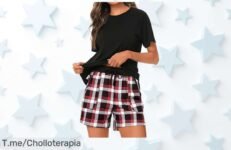 Uniexcosm pijama mujer 2 piezas algodón cuadros con bolsillo diseño clásico nunca visto disfruta un descuentazo brutal en precio de ganga corre que es ofertón limitado