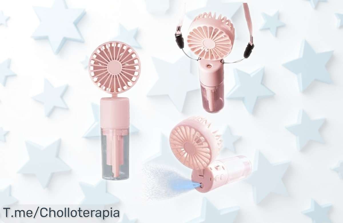 Ventilador portátil 3 en 1 con niebla y batería de hasta 8h, súper ligero y silencioso, ahora a precio rebajado¡No esperes más para frescor donde quieras con este ofertón limitado!