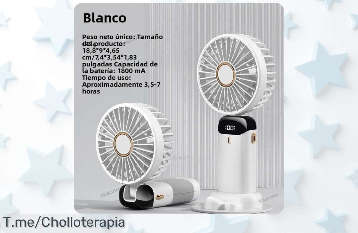 Ventilador portátil USB con pantalla y soporte recargable a 5 velocidades para refrescarte ya un ofertón nunca visto ¡aprovecha este descuento brutal precio loco limitado!