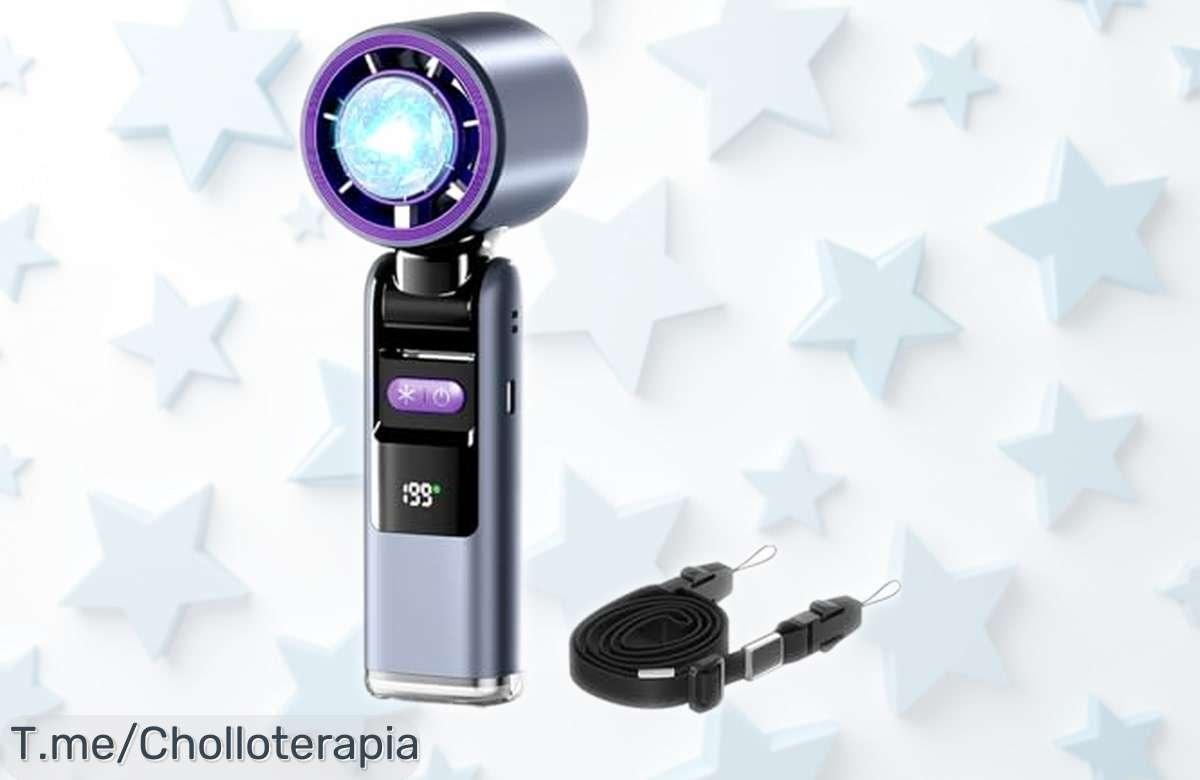 Ventilador portátil plegable con 199 velocidades y batería de 8h a precio rebajado para refrescarte YA donde quieras ¡date prisa que este super chollo no espera!