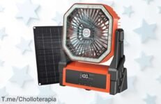 Ventilador solar portátil con batería y luz led en oferta nunca vista disfruta frescura total y super chollo increíble aprovecha precio loco antes que se agote