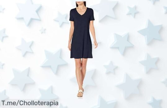 Vestido con vuelo y escote en V que realza tu figura a precio loco disfruta de un super chollo con descuento brutal nunca visto ¡corre que es oferta limitada!