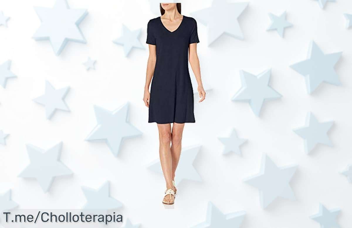 Vestido con vuelo y escote en V que realza tu figura a precio loco disfruta de un super chollo con descuento brutal nunca visto ¡corre que es oferta limitada!