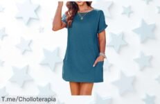 Vestido playero azul oscuro súper fresco con bolsillos prácticos disfruta de un descuento brutal y precio loco que nunca habrás visto oferta limitada ¡compra ya este ofertón!