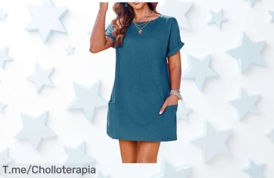 Vestido playero azul oscuro súper fresco con bolsillos prácticos disfruta de un descuento brutal y precio loco que nunca habrás visto oferta limitada ¡compra ya este ofertón!