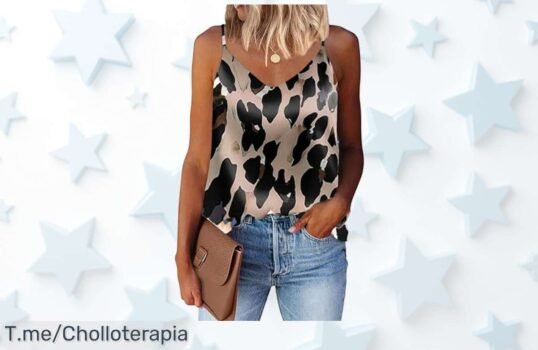 Vossmi camiseta satén sin mangas con escote en V que realza tu belleza ahora a un precio loco y descuento brutal, no dejes escapar este ofertón único y limitado