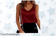 Vossmi top sin mangas con tela sedosa que realza tu escote y disimula barriga aprovecha este ofertón con descuento brutal precio de ganga ¡compra ya antes que se acabe!