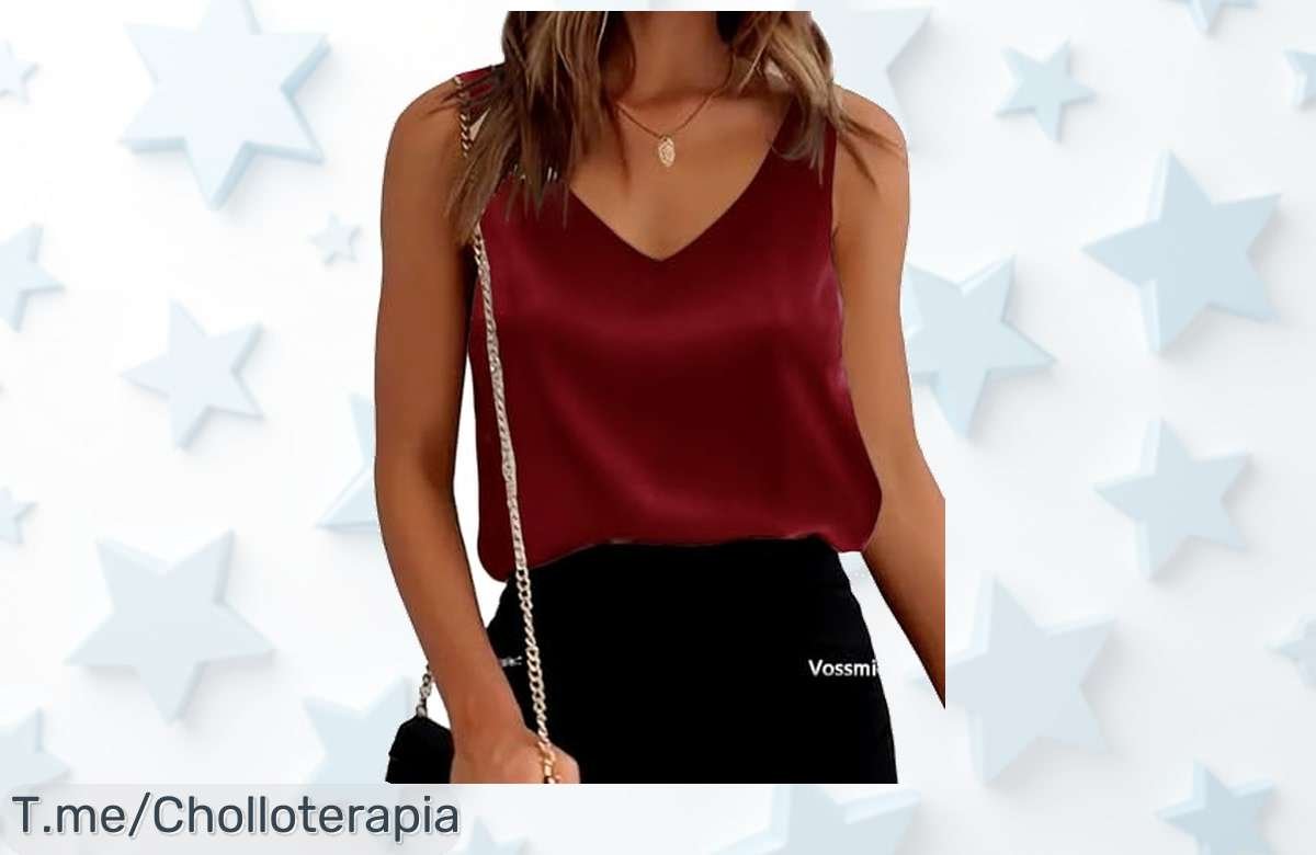 Vossmi top sin mangas con tela sedosa que realza tu escote y disimula barriga aprovecha este ofertón con descuento brutal precio de ganga ¡compra ya antes que se acabe!