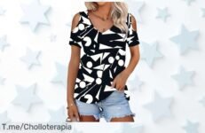 Wneedu camiseta mujer hombros descubiertos tejido suave único diseño sexy super chollo con descuento brutal precio de ganga oferta nunca vista actúa ya