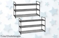 Zapatero metálico de 3 niveles con montaje sin líos, súper resistente y apilable para 15 pares aprovecha este precio loco nunca visto antes oferta limitada corre por el tuyo ya