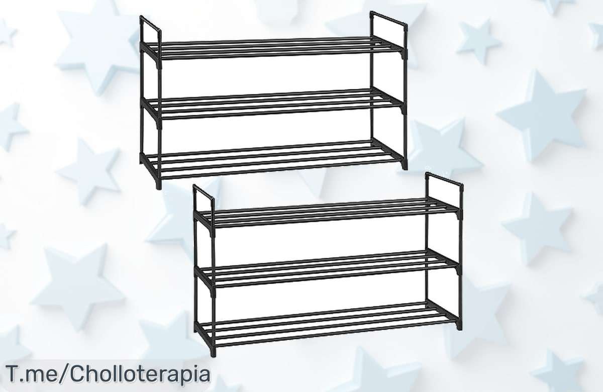 Zapatero metálico de 3 niveles con montaje sin líos, súper resistente y apilable para 15 pares aprovecha este precio loco nunca visto antes oferta limitada corre por el tuyo ya