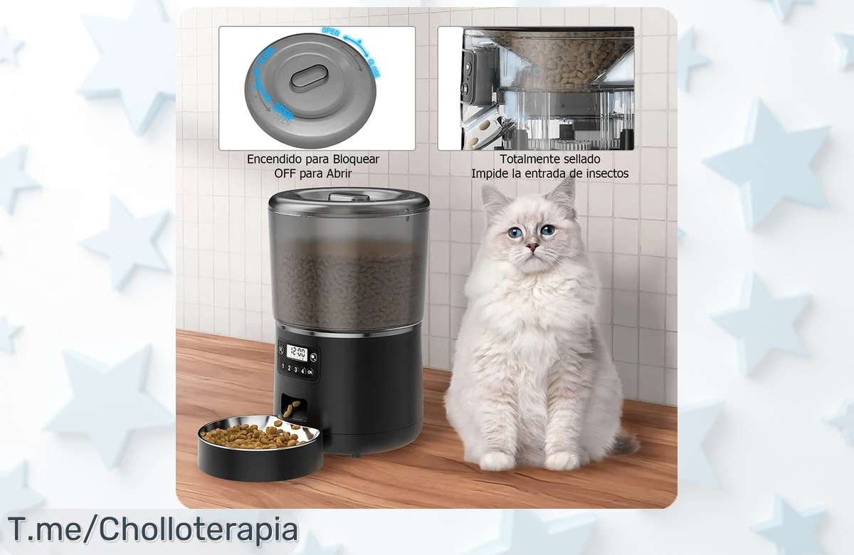 alimentador automático para mascotas 4L con temporizador inteligente y protección única aprovecha este super chollo con descuento brutal nunca visto actúa ya que vuelan las unidades