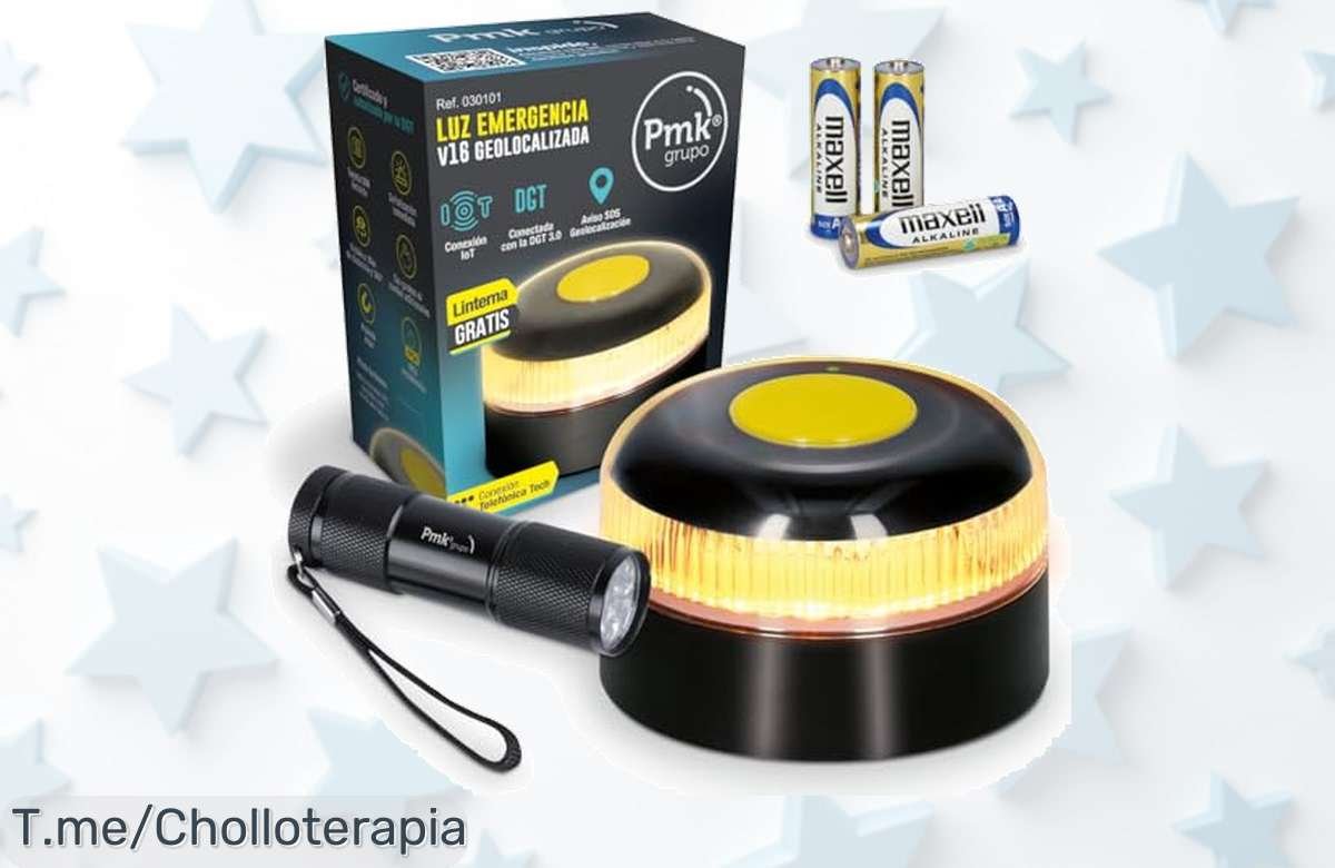 baliza v16 homologada dgt con luz led 360º que te ve a un km y geolocaliza rápido sin líos precio de ganga con linterna incluida aprovecha este ofertón limitada ¡no la dejes escapar!