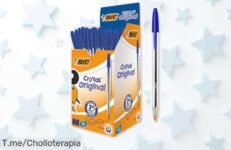 bolígrafos bic pack 50 punta media sin manchas con tinta para escribir hasta 3 km precio loco y descuento brutal no dejes pasar este super chollo oferta limitada ¡compra ya!