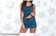 conjunto de pijama mujer sin mangas con volante y bolsillos al estilo super trendy precio loco que no volverás a ver aprovecha este ofertón limitadísimo ¡compra ya!