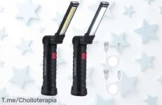 linterna led recargable con base magnética luz 360° pack de 2 super chollo con descuento brutal precio loco nunca visto apura y consigue este ofertón ahora mismo