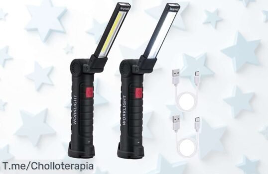 linterna led recargable con base magnética luz 360° pack de 2 super chollo con descuento brutal precio loco nunca visto apura y consigue este ofertón ahora mismo