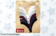 6 tangas de algodón suaves y acanaladas con tiro bajo para mujer, un super chollo con precio rebajado solo por tiempo limitado ¡renueva tu ropa íntima ya antes que se agoten!