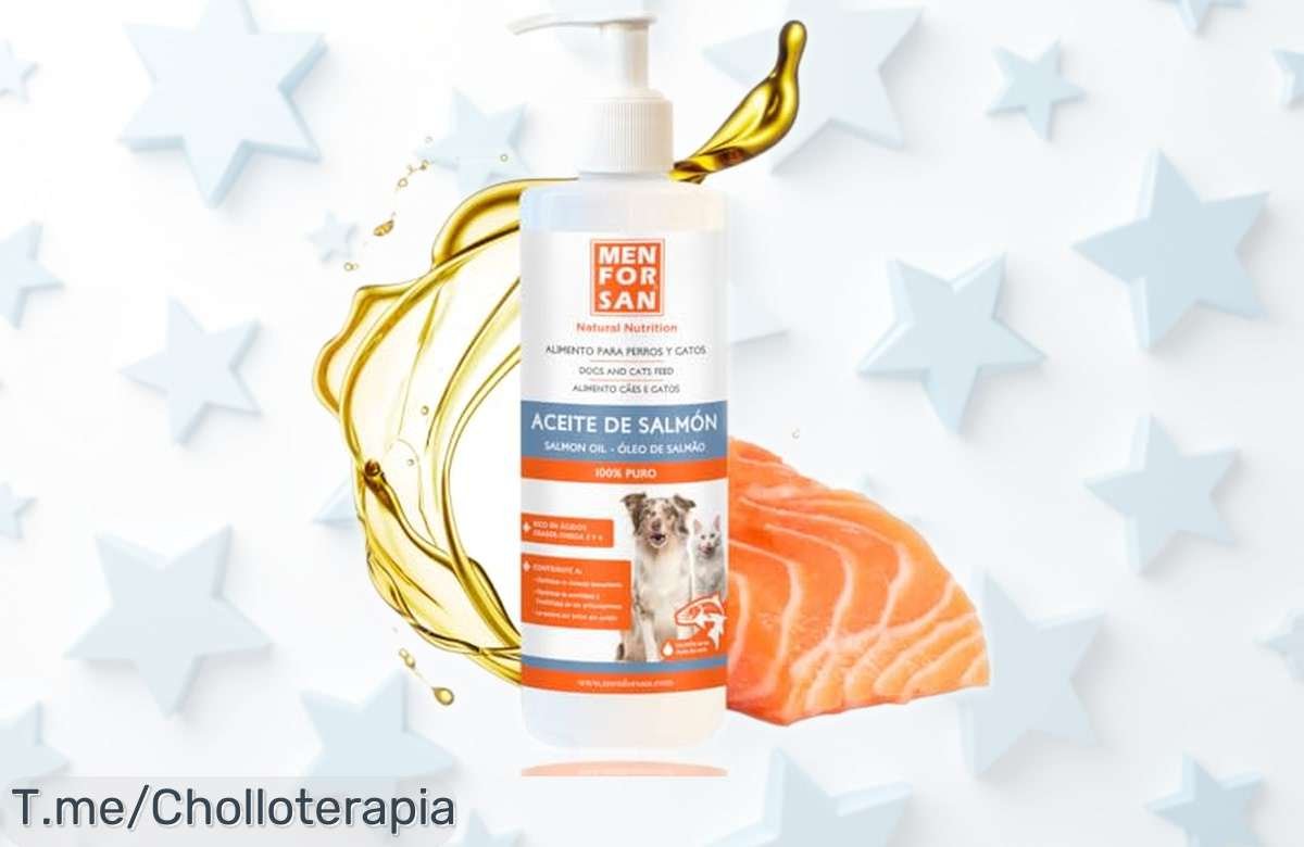 Aceite de salmón Menforsan para perros y gatos con precio rebajado que mejora articulaciones, realza el pelaje y cuida su piel ¡corre que vuelan las unidades!