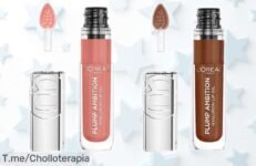 Aceite labial voluminizador L'Oréal Paris Plump Ambition con ácido hialurónico y dos tonos irresistibles, rebajado a un precio que no vas a volver a ver Labios llenos y brillantes en un super chollazo que se agota ya, ¡no lo dejes escapar!