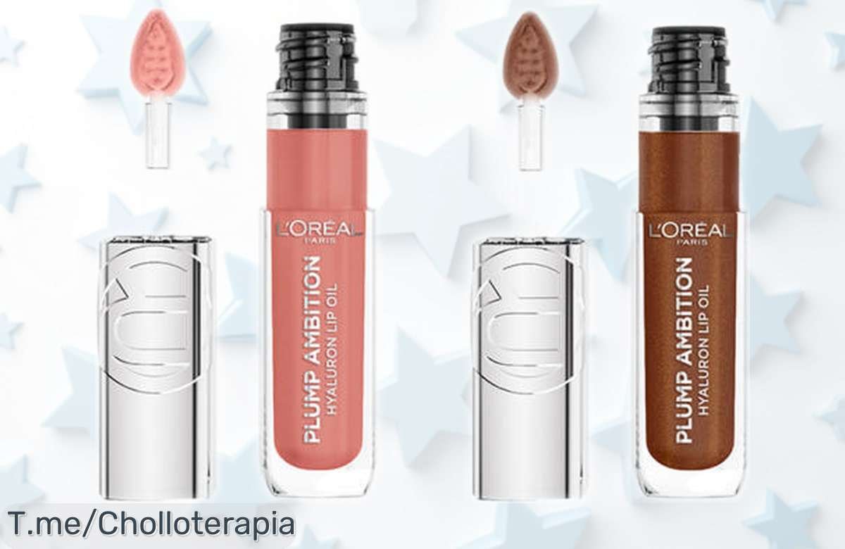 Aceite labial voluminizador L’Oréal Paris Plump Ambition con ácido hialurónico y dos tonos irresistibles, rebajado a un precio que no vas a volver a ver. Labios llenos y brillantes en un super chollazo que se agota ya, ¡no lo dejes escapar!