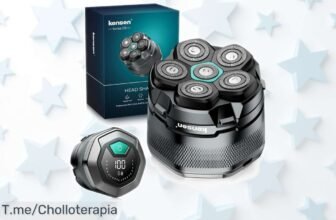 Afeitadora eléctrica 5 en 1 Kensen con cabezal magnético giratorio y carga USB ideal para uso seco o húmedo, ahora rebajada a precio loco por tiempo limitado ¡Corre que vuelan estas unidades!