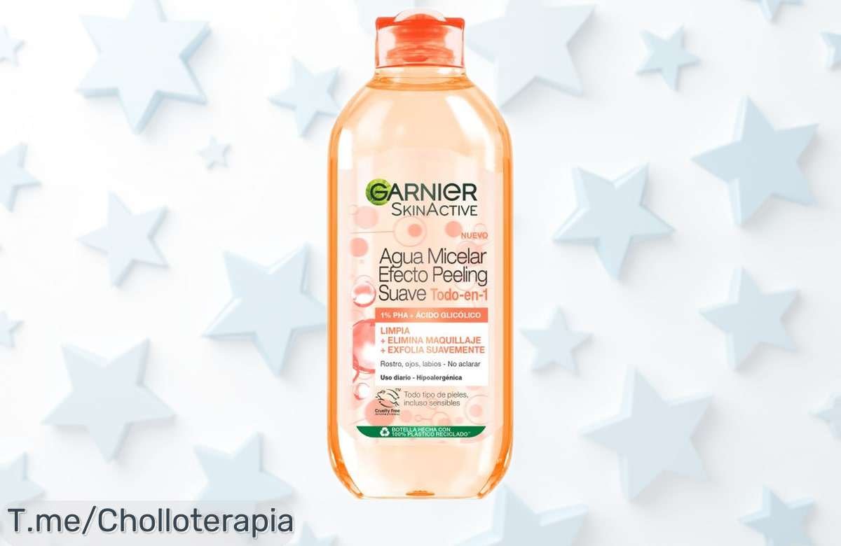Agua micelar Garnier efecto peeling suave 400ml en envase rebajado, limpieza y desmaquillado plus exfoliación fácil en un solo gesto, chollazo por tiempo limitado que no puedes dejar escapar ¡corre antes de que se acabe!