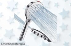 Alcachofa de ducha alta presión SREWOHS con 5 modos y boquillas antical a precio rebajado chollazo para limpiar fácil y ahorrar agua ¡corre que vuelan las unidades!