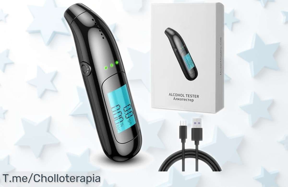 Alcoholímetro portátil digital profesional homologado DGT con sensor semiconductor y pantalla LCD listo para 300 pruebas, precio rebajado espectacular que no dura mucho ¡corre que vuelan!