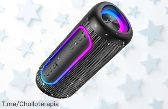 Altavoz Bluetooth UOHHBOE potente y resistente al agua con 30 horas de batería y luces RGB, rebajado brutalmente para que disfrutes cada ritmo sin parar ¡Oferta limitada, corre ya o se escapa este super chollo!
