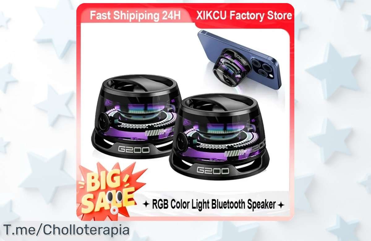 Altavoz Bluetooth XIKCU G200 con luces RGB y 7 horas de música sin parar, ¡precio rebajado que no se repite! Súper chollo para animar cualquier momento, corre que vuelan las unidades y no querrás quedarte sin el tuyo.