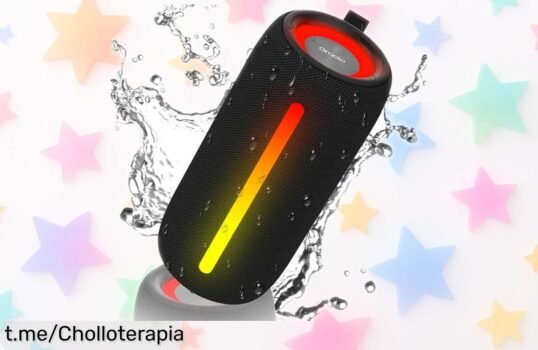 Altavoz Bluetooth portátil con graves potentes y luces RGB, resistente al agua y 30 horas de música nonstop ¡precio bajado a tope, un ofertón que vuela rápido! Corre antes de quedarte sin él