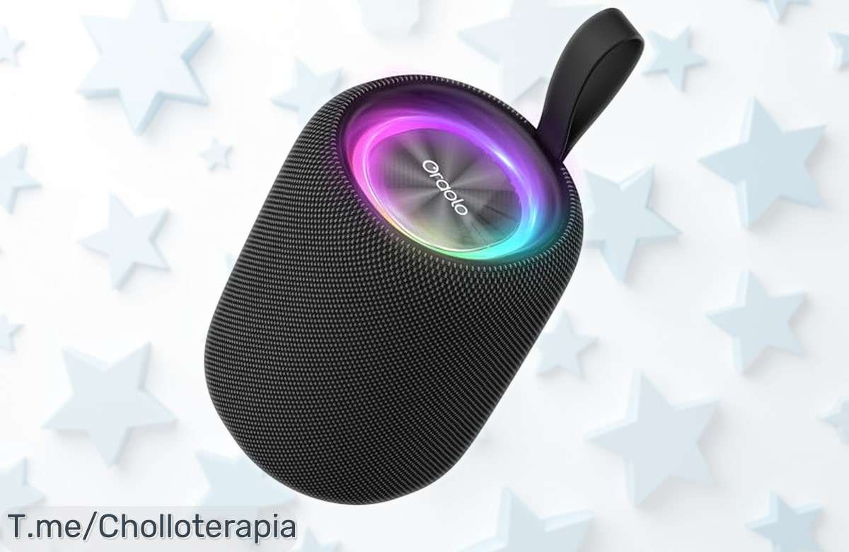 Altavoz bluetooth pequeño Oraolo con luces RGB, impermeable y 24h de batería ahora rebajado a un super chollo que dura poquito ¡corre antes de quedarte sin este ofertón!