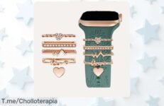 Anillos para correa iWatch con diamantes y tachuelas, diseño único Metal 5 unidades precio rebajado ¡aprovecha esta oferta limitada antes que desaparezca!