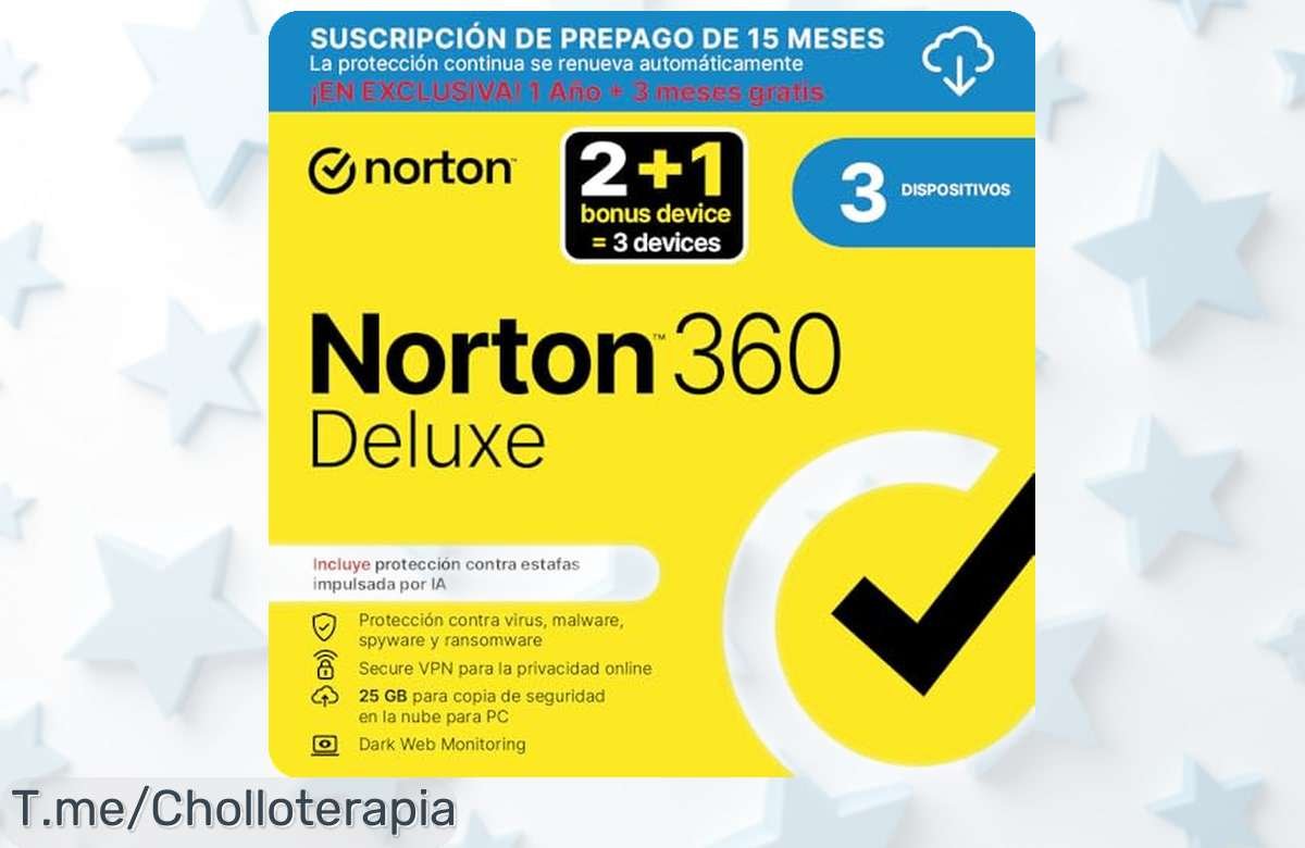 Antivirus Norton 360 Deluxe 2025 con VPN y nube para proteger hasta 3 dispositivos, oferta rebajada que no se repetirá tiempo limitado ¡Consigue ya esta seguridad total sin riesgo!