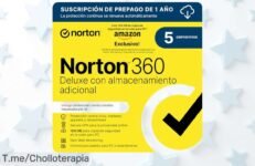 Antivirus Norton 360 Deluxe con protección para 5 dispositivos, VPN integrada y 100 GB en la nube rebajado a precio de ganga solo por tiempo limitado ¡no pierdas este ofertón digital!