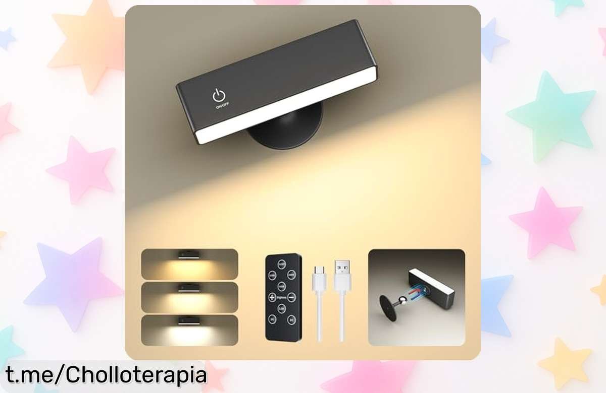Aplique de pared sin cables YiLaie con mando y luz ajustable rebajado precio loco para que leas o crees ambiente fácil y rápido corre que se agota esta oferta brutal
