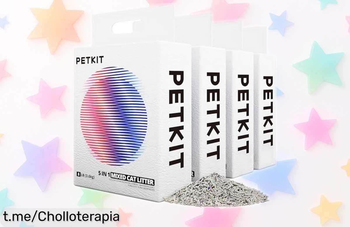 Arena mixta para gatos Petkit 5 en 1 súper absorbente y sin olores con carbón activado menos polvo cuatro bolsas a precio rebajado oferta brutal que no puedes dejar escapar corre ya quedan pocas