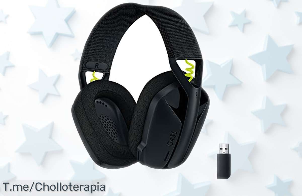 Auriculares inalámbricos gaming Logitech G435 con sonido Dolby Atmos y 18h batería precio rebajado ¡super chollo para gamers que quieren calidad y libertad sin cables! Date prisa, quedan pocas unidades y esta caída de precio no dura mucho.