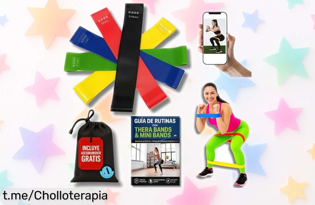 Bandas elásticas para musculación con rutinas y vídeos únicos, precio rebajado y oferta limitada ¡ponte fuerte en casa fácil y rápido con este super chollo que incluye asesoramiento personalizado! No lo dejes escapar.
