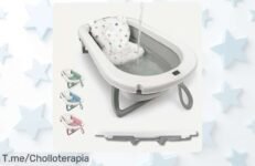 Bañera plegable para bebés Bathby con cojín y termómetro, seguridad total en un super chollo tiempo limitado ¡no pierdas este ofertón rebajado ideal para bañar a tu peque como un experto ya!