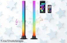 Barra de luz LED RGB inteligente GSTORY 42 cm que baila con tu música, pack doble imperdible con mando y app para controlar todo a tope; precio rebajado solo por tiempo limitado ¡No dejes que se escape este super chollo!