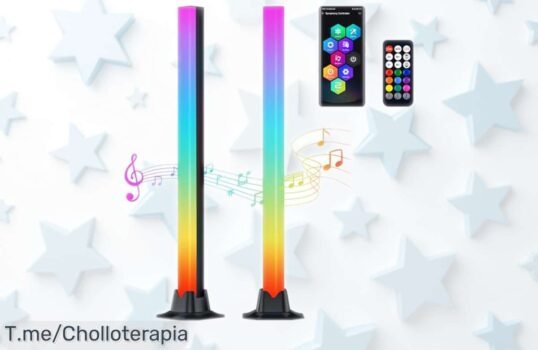Barra de luz LED RGB inteligente GSTORY 42 cm que baila con tu música, pack doble imperdible con mando y app para controlar todo a tope; precio rebajado solo por tiempo limitado ¡No dejes que se escape este super chollo!