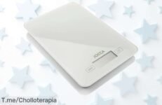 Báscula de cocina Jocca blanca y verde con pantalla LCD clara para pesar hasta 5kg a precio rebajado un super chollo que se esfuma rápido ¡no te quedes sin la tuya ya!