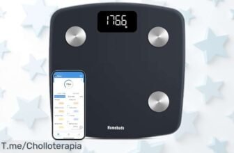 Báscula digital Homebuds con 13 funciones de análisis corporal y app sincronizable, precio rebajado para que controles tu salud ya mismo sin perder este ofertón en unidades limitadas ¡Date prisa!