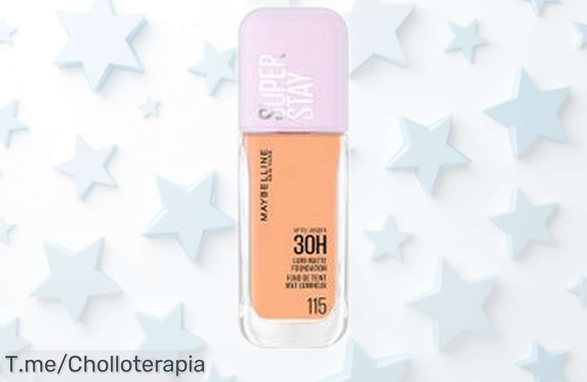 Base líquida mate luminoso super stay de Maybelline New York con acabado perfecto y toque de luz que dura todo el día, precio rebajado en un súper chollo único por tiempo limitado ¡hazte con la tuya antes que vuelen!