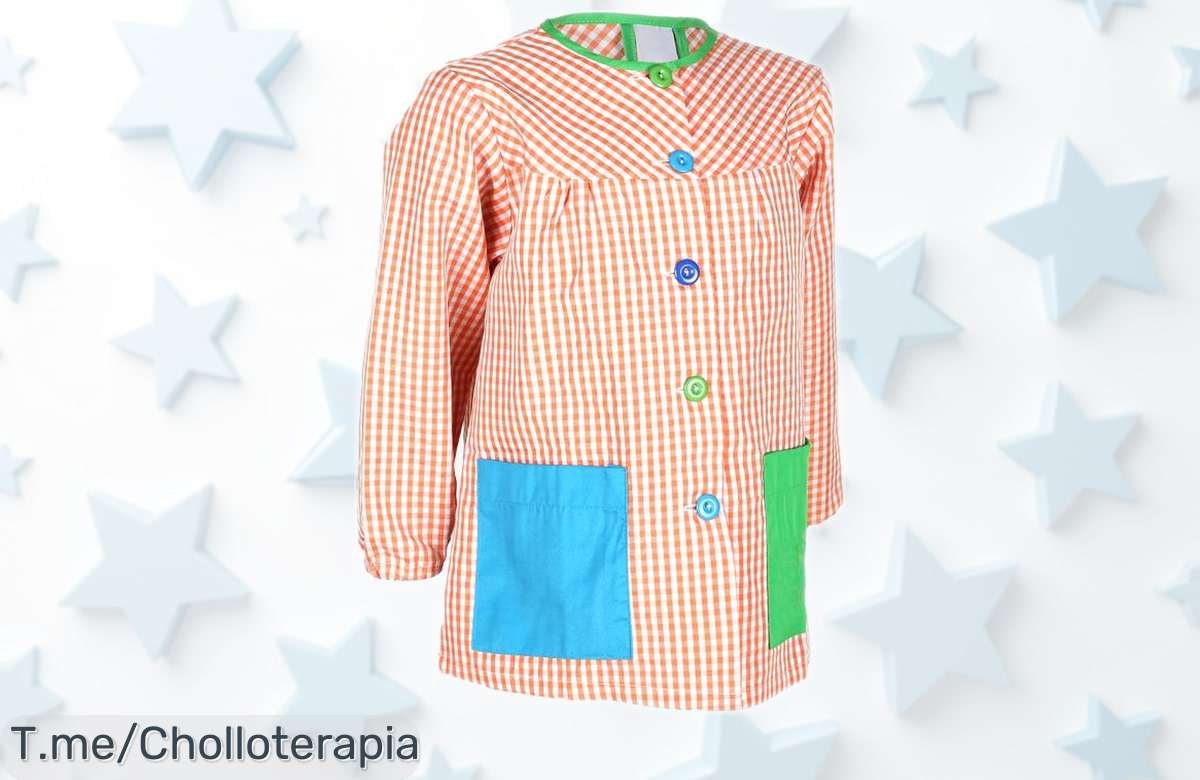 Bata escolar infantil multicolor Zimmy con estampado de cuadros rebajada de precio súper chollo para que los peques vayan cómodos y a la última ¡Date prisa, solo queda poco!