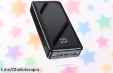 Batería externa súper potente 24000mAh con carga rápida y linterna LED precio rebajado para que nunca se te agote la energía ¡corre que vuelan las unidades de este ofertón!