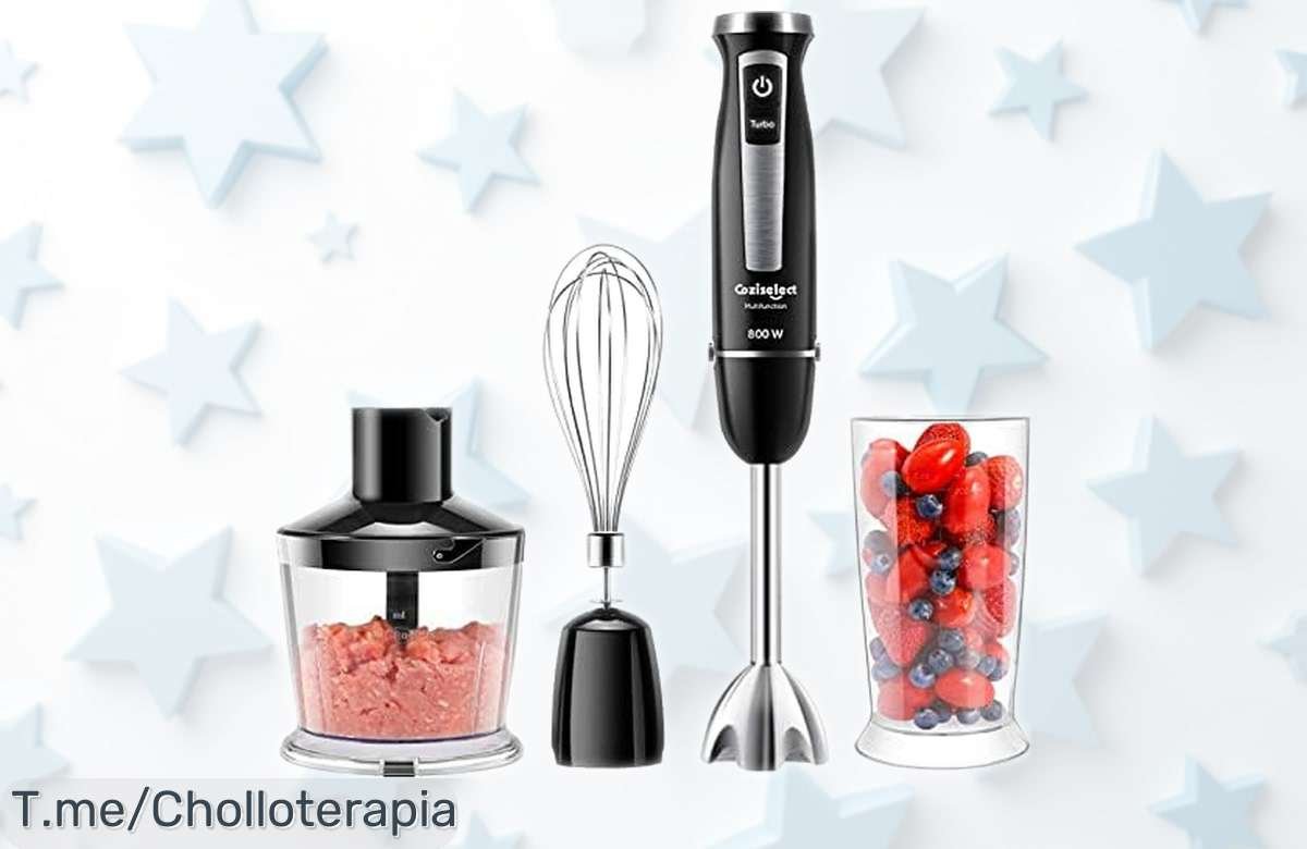 Batidora de mano 4 en 1 Coziselect con potencia brutal y 12 velocidades rebajada para que prepares tus recetas favoritas como un chef ¡Date prisa, quedan pocas unidades a este precio súper bajo!